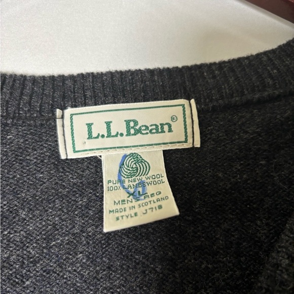 Vtg LL Bean 100% Lambswool Knit Sweater Vest VNeck Pullover Charcoal Gray Men XL - Picture 4 of 6